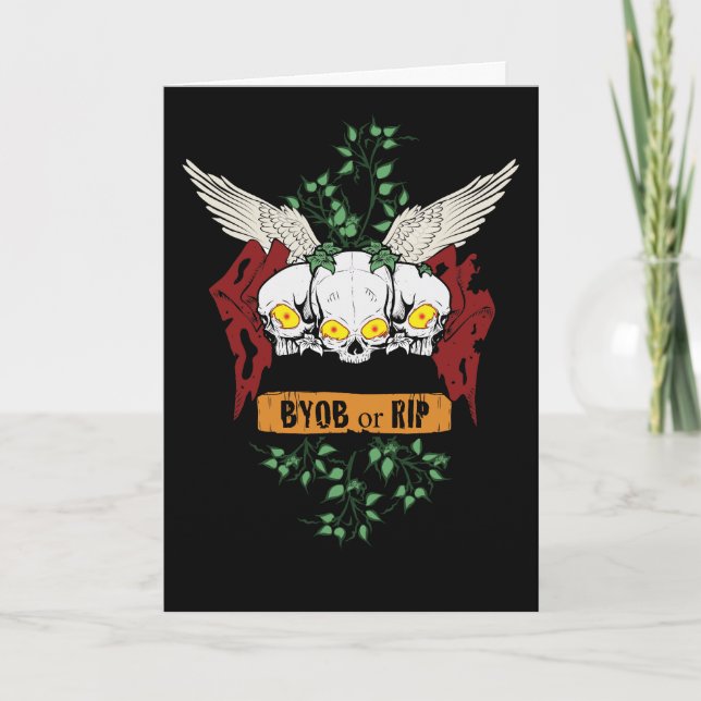 Convite RIP Mau Skulls Halloween Convidam Com Texto Sangre (Frente)