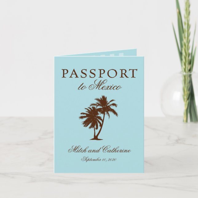 Convite Riviera Maya México Passaporte | Casamento (Frente)