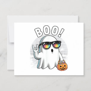 Convite Rock Ghost Retro Halloween Pumpkin Funny Boo