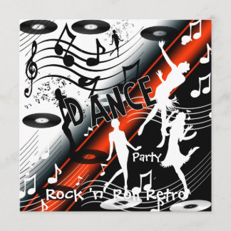 Convite Rock 'n' Roll Retro Dance Party