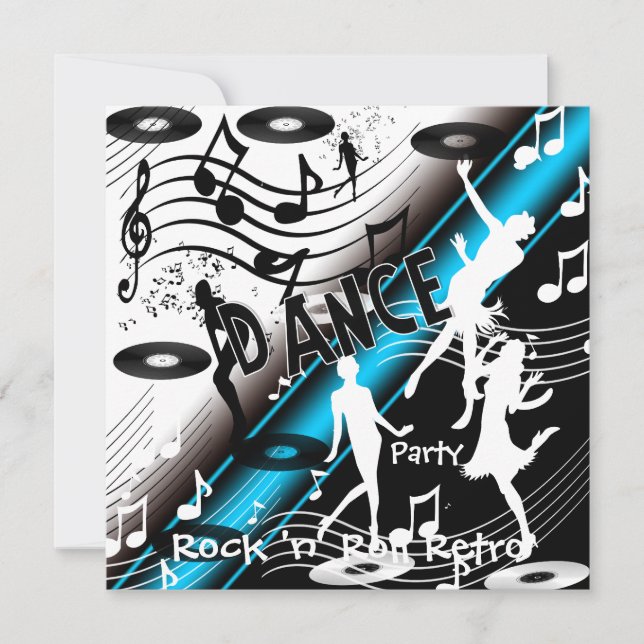 Convite Rock 'n' Roll Retro Dance Party (Frente)