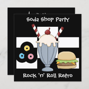 Convite Rock 'n' Roll Retro Soda Compro Party