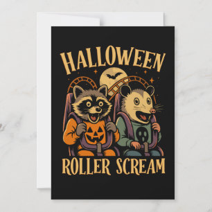 Convite Rolo de Halloween Grita Guaxinim e Gambá