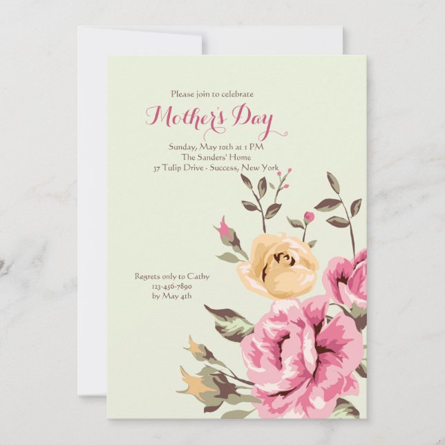 Convite romance cor-de-rosa (Frente)