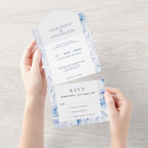 Convite romântico de casamento Floral, tudo em um