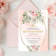 Convite Romântico de Quinze Anos com Rosas Bohemia