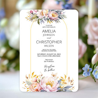 Convite Romântico para Casamento de Elegância Flor