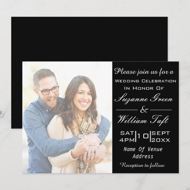 Convite Romântico para Casamento de Fotos (Frente/Verso)