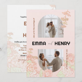 Convite Romântico para Casamento de Fotos Elegante