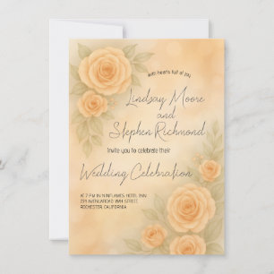Convite Romântico para Casamento de Rosa Blush 3D 