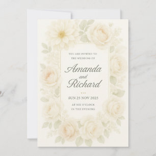 Convite Romântico para Casamento de Rosa de Blush