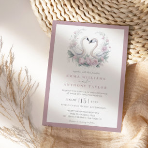 Convite Romântico para Casamento de Swan Rosa