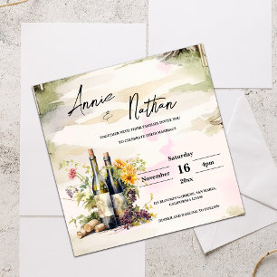 Convite Romântico para Casamento de Vinhas Cinzent