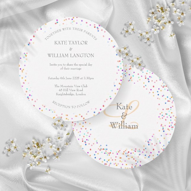 Convite Romântico para Casamento do Arco-Íris Conf (Romantic Rainbow Confetti Wedding Invitation)