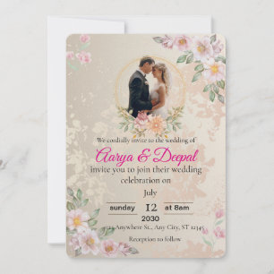 Convite Romântico para Casamento - Elegante e Eter