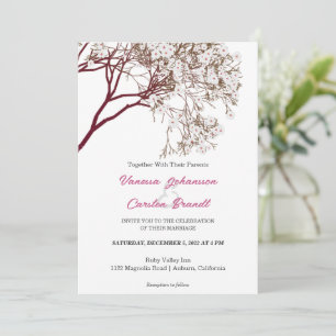 Convite Romântico para Casamento em Árvore Românti