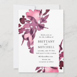 Convite Romântico para Casamento Floral de Plum Pl