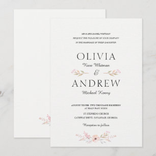 Convite Romântico para Casamento Floral Elegante