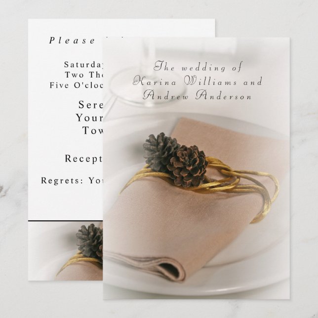 Convite Romântico para Casamento Moderno (Frente/Verso)