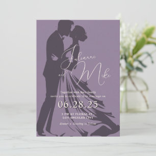 Convite Romântico para Casamento Roxo