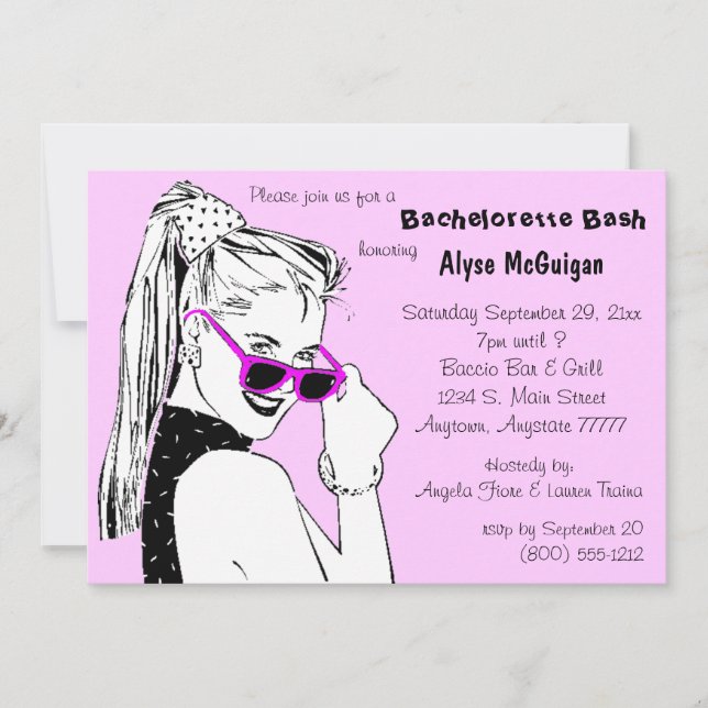 Convite Rosa Bachelorette Bash (Frente)