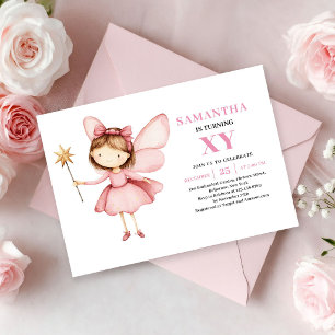Convite Rosa Bege para 2º Aniversário da Menina Fa