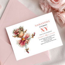 Convite Rosa Bege para 5º Aniversário da Encantado