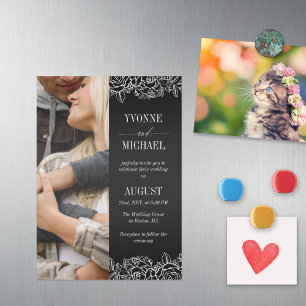 Convite Rosa Branco Negro Descreve Casamento Fotográfico