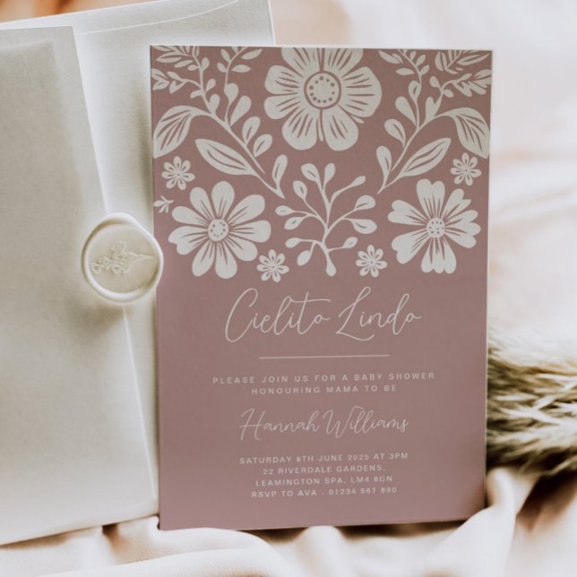 Convite Rosa Chá de fraldas Cielito Lindo (Criador carregado)