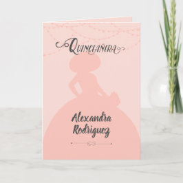 Convite Rosa Corado Silhueta Charro Quinceanera