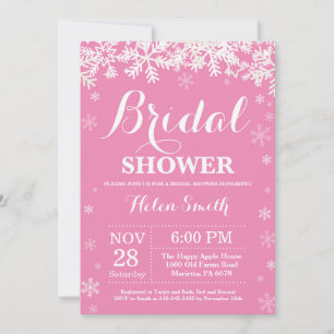 Convite Rosa de Floco de Neve para Chás de Noiva d