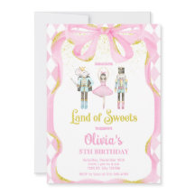 Convite Rosa Fada Terra dos Doces Quebra-Nozes
