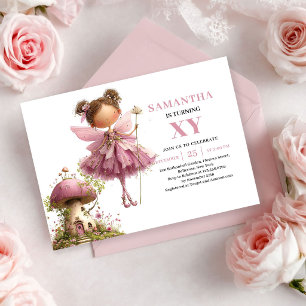 Convite Rosa Floral do 3º Aniversário da Garotinha