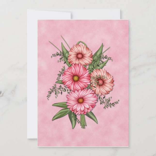 Convite Rosa Gerbera Daisy (Frente)