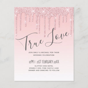 Convite Rosa Glitter de Casamento Menino Bonito de