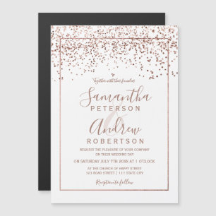 Convite Rosa gold confetti White Typografia Casada