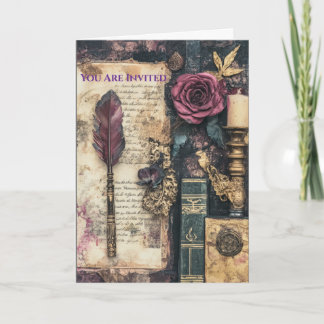 Convite Rosa Gótico Academia Vintage CARD