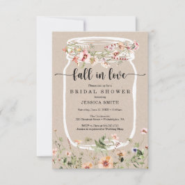 Convite Rosa Mason Jar, Chá de panela de flor selv