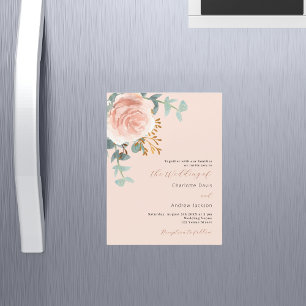 Convite Rosa ouro flores verde claro luxo casamento