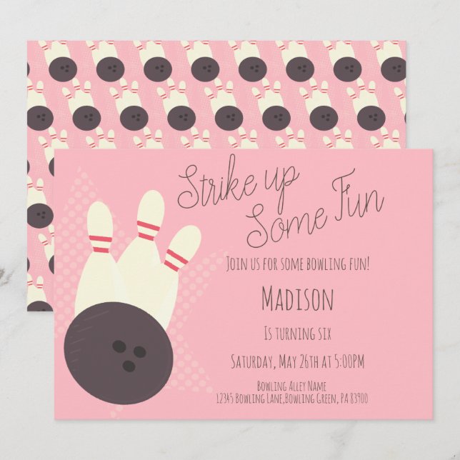 Convite Rosa para Festa de aniversário de Beco de  (Frente/Verso)