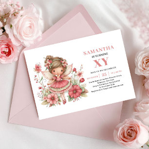 Convite Rosa Pastel de 4 Anos da Menina Fada Capri