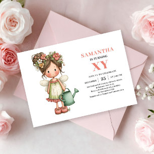 Convite Rosa Pastel de Aniversário de Menina Fada 