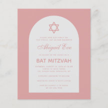 Convite Rosa Poeira Bat Mitzvah Arco Rosa Orçament