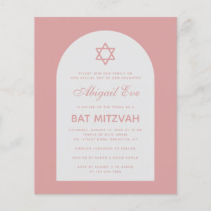 Convite Rosa Poeira Bat Mitzvah Arco Rosa Orçament
