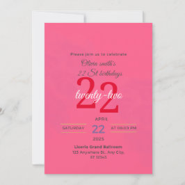 Convite rosa quente Elegante 22 ruas