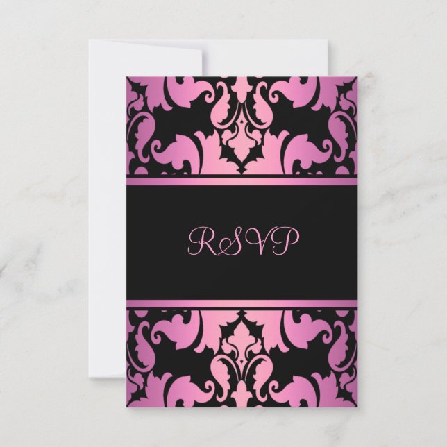 Convite Rosa Real Damasco RSVP (Frente)