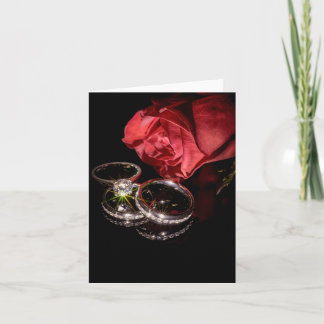 Convite rosa vermelha 1362 com Anéis de Casamento