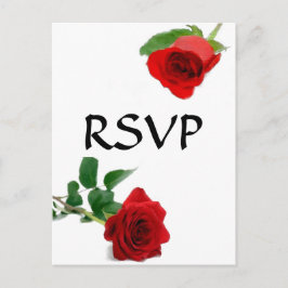 Convite Rosa vermelha de Watercolor - Cartão postal RSVP