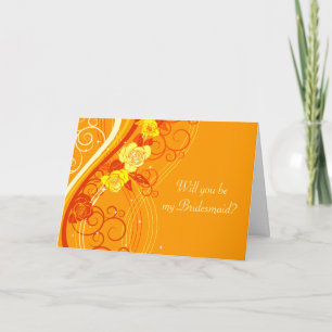 Convite Rosas Laranjas de Casamento Amarelo