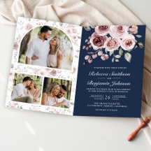 Rosas Rosa Desbotado Código QR Casamento Azul Mari